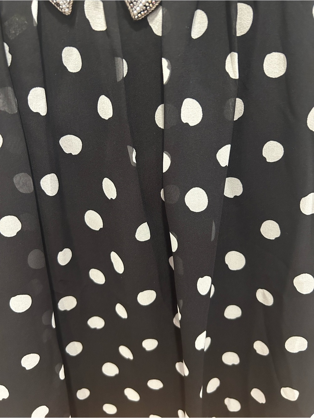 SALONI Black and White Polka Dot Dress with Jeweled Bows NWT - Picture 8 of 10